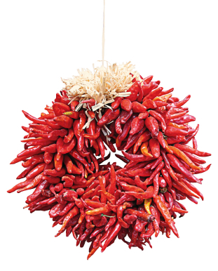 wreath made of chili peppers